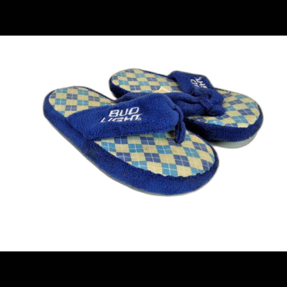 Womens Bud Light Plush Sandals Flip Flop Thongs Slippers sz 9/10
